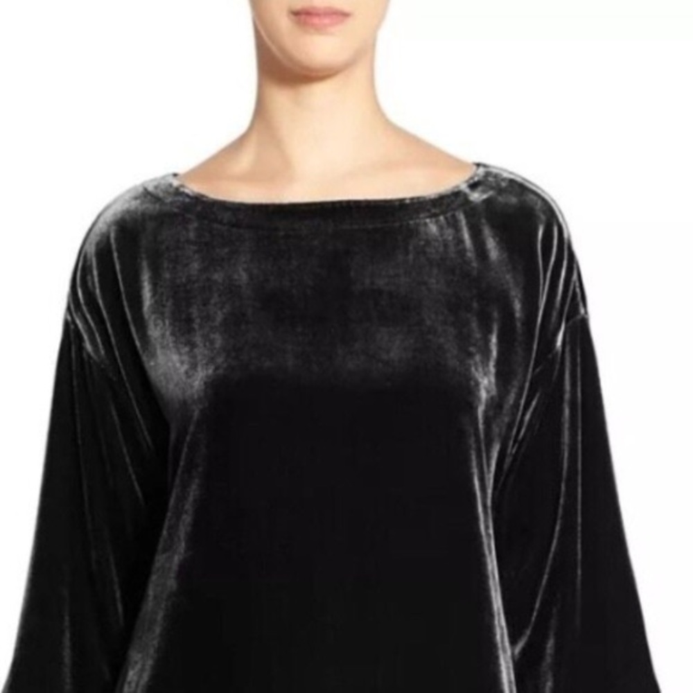🔴 SOLD Eileen Fisher Black Velvet Silk Tunic | L - Picture 4 of 11